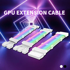 RGB Extension Cable PSU Sleeved Extension Cable PCIe Cable for Computer PC Case - Picture 1 of 25