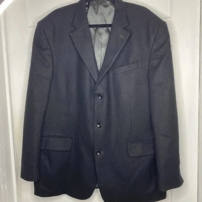 Oscar De La Renta Jacket Men 46L Sport Blazer Wool Cashmere Blend Black 3 Button - Image 1 of 4