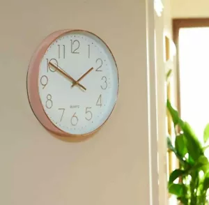 30cm Round Rose Gold Copper Shade Wall Clock Quartz Modern Luxury Hallway Decor - Picture 1 of 2