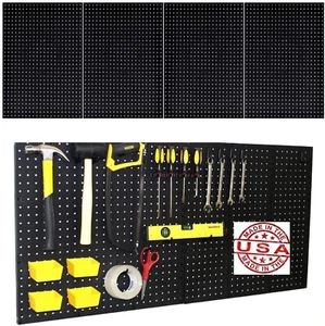 WallPeg (4) Black Plastic Pegboard Panels – 96” Wide Garage Tool Pegboard - Picture 1 of 7