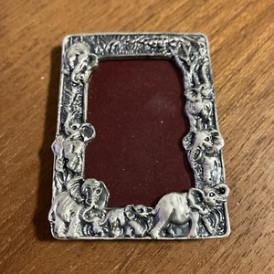 Vtg 1990 Arthur Court Pewter Small Picture Frame Elephants Zoo Animals 1.5”x2” - Picture 1 of 4