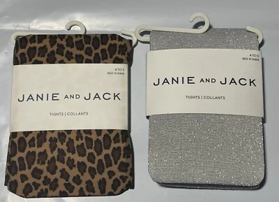 (2) Janie And Jack Girls Tights Size 4 - 5 - Image 1 of 4