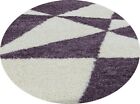 Stilvoller Runde Hochflor Teppich, Modernes geometrisches Design, Shaggy Teppich