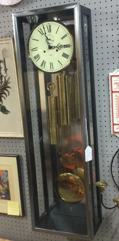 Vtg George Nelson For Howard Miller MCM BLACK&CHROME Wall Clock W/ Pendulum 1970 Cover