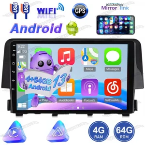 Android 13 Car Stereo Radio Apple CarPlay GPS WiFi For Honda Civic 2016-2020 64G - Picture 1 of 18