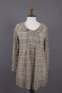 TRANSIT PAR-SUCH 921 Brown Check Long Sleeve Oversize Midi Dress Size 3 - Picture 1 of 15