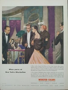 1947 vintage Webster cigars print ad. when You’re At New York Ritz-Carlton.  - Picture 1 of 1