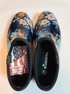 New Sloggers Women's Garden/Rain Waterproof Shoes Blue Fun Floral Size 8 - Picture 1 of 5