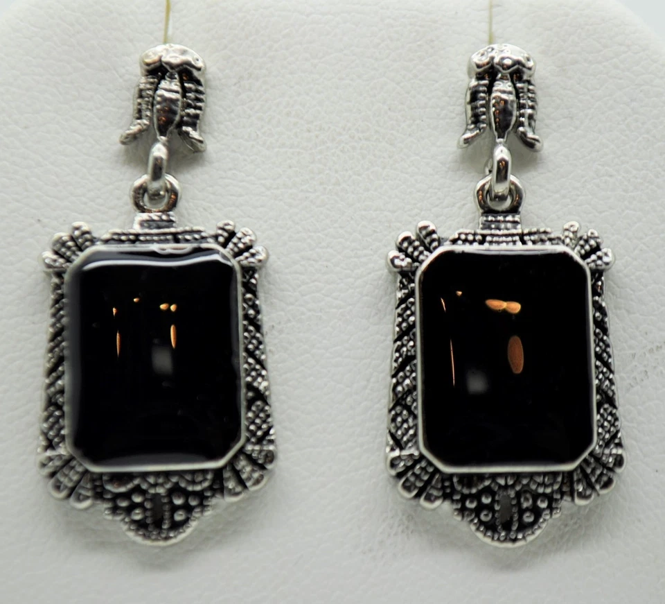 Pendiente de moda negro post/gota estilo marcasita vintage WE-04 VENDEDOR DE EE. UU. Foto 1 de 1