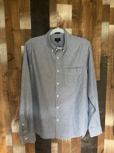 J.Crew Men’s M Blue Dobby Cotton Oxford Shirt White Dot Button Down Long Sleeve - Picture 1 of 13