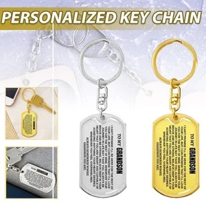 To My Grandson Keychain Steel Keychain Keys Chain BE Acces Keyring P4G6 - Foto 1 di 12