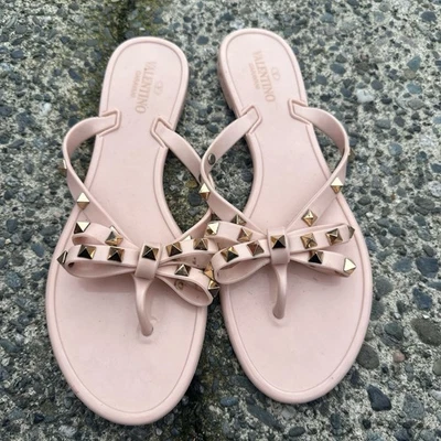 Valentino Garavani Pink Rockstud Rubber sandals size 39 (9) - Image 1 of 4