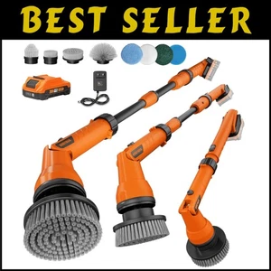 Versatile Electric Scrubber with 8 Brush Heads for Enhanced Outdoor Cleaning - Picture 1 of 8