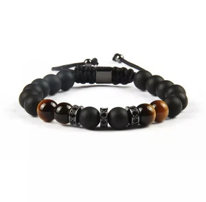 Black Onyx & Tiger Eye Beads Bracelet - Picture 1 of 6