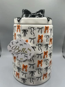 10 Strawberry Street Bella Black & Orange BOW Halloween Canister SHABBY CHIC NEW - Picture 1 of 10