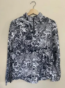 IBKUL Womens Bamboo Garden L White Black 1/4 Zip Mock Neck Golf Pullover UPF 50+ - Picture 1 of 6