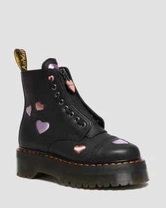 New Dr. Martens Sinclair Heart ❤️ Platform Ankle Boot Size 7 Zip Lace Up Black - Picture 1 of 8