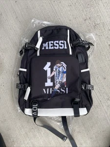 Black Soccer MESSI 10 Laptop Backpack Student Schoolbag Travel Bag Football - Picture 1 of 1