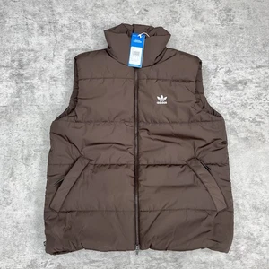 Adidas Womens Gilet UK 4 Brown Bodywarmer Jacket Quilted Padded Original Trefoil - Picture 1 of 8
