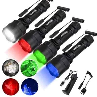 300yards Taktische LED Taschenlampe Jagd Lampe Licht Fackel USB Akku 500M TOP DE - Bild 1 von 4
