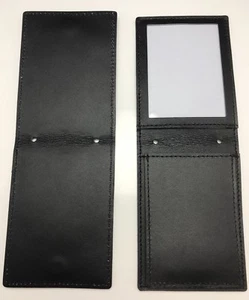 Leather Badge & ID Holder, Neck & Pocket Display, Police / Security, Black - Picture 1 of 11