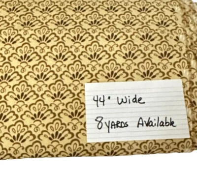 Waverly Inspirations Fabric 44” by the Yard Cotton Duck Brown Fan Damask Print - Image 1 of 3