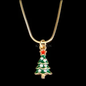 Grün Weihnachtsbaum Strass Rot Star Gt Halskette Winter Urlaub Geschenk Schmuck - Bild 1 von 8