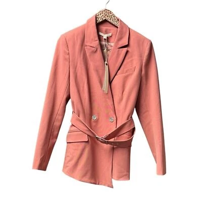 NEW Jonathan Simkhai Asymmetric Wool Blend Belted Jacket Antique Rose Pink 6 NWT - Image 1 of 4