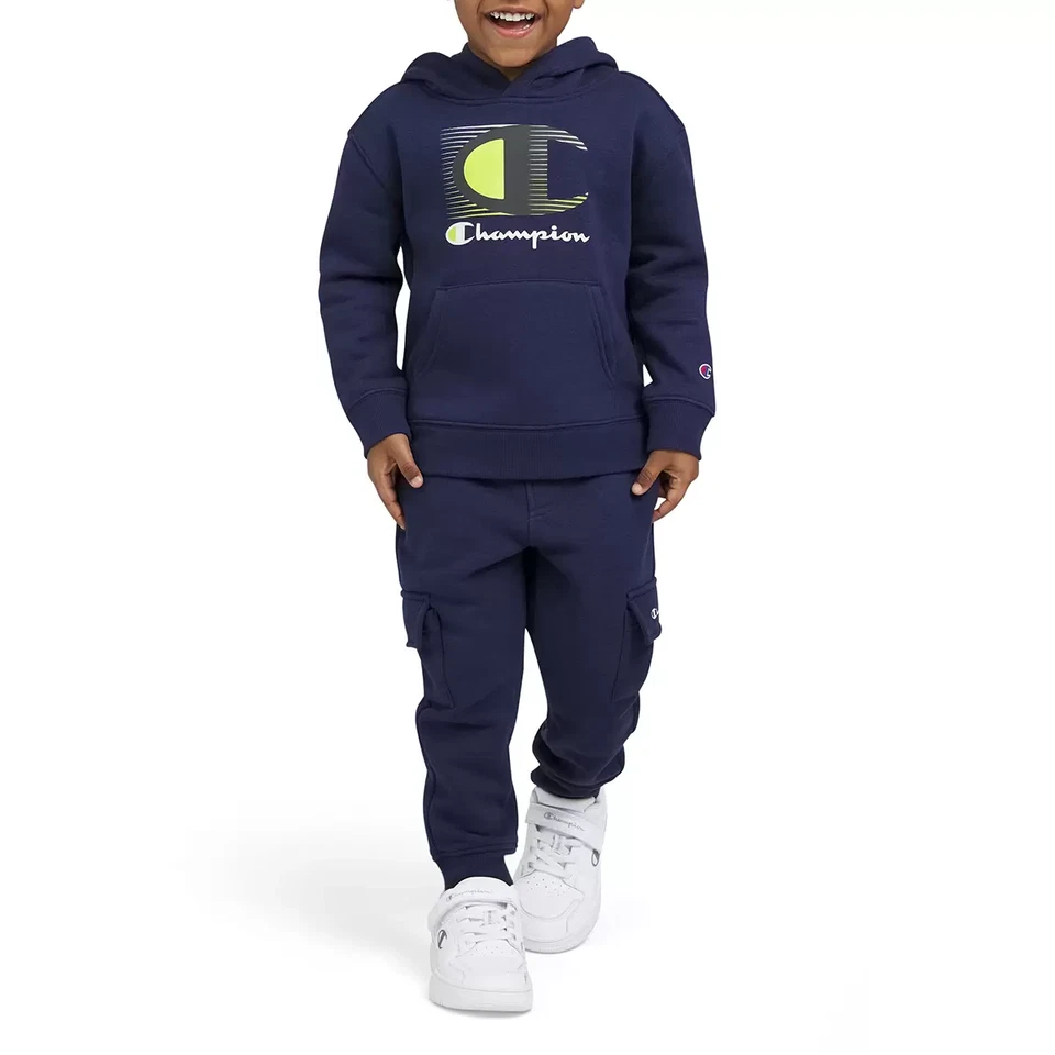 NUEVO Chicos Azul Marino 2 Piezas Champion Sudadera, Sudadera con Capucha, Joggers Foto 1 de 4