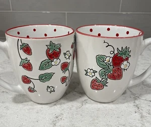Set 2 Coordinating STRAWBERRY FIELDS 16oz Coffee Mugs Spectrum Designz 2023 Mug - Picture 1 of 7