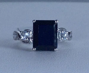 Size 6 Black Spinel & White Topaz Sterling Silver Ring TGW 4.69 carats - Picture 1 of 9