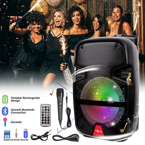 8" 3000W Rechargable Powered Speaker DJ PA Disco karaoke System Bluetooth w/LED - Picture 1 of 10