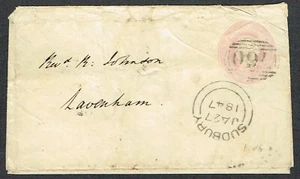 Suffolk PH 1847 Long Melford to Lavenham LONG-MELFORD UDC 1d Pink '760' Sudbury - Picture 1 of 2