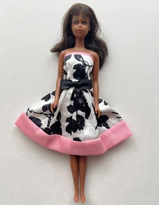 Gorgeous Handmade Pink Floral Silk Satin DRESS ONLY Fits Vintage Francie Doll - Picture 1 of 7