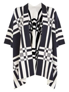Karen Millen Graphic Reversible Cape, Navy/White Size XS/Small RRP£140 KY167 - Picture 1 of 6