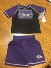 Baltimore Ravens Nfl Toddler Boys' Graphic T-Shirt & Shorts, Size 2T - Nwt