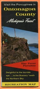 Mapa desplegable Montañas Porcupine del condado de Ontonagon Michigan circa 1969 - Imagen 1 de 3