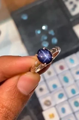 Blue Star Sapphire Ring 925 Sterling Silver Lindy Star Sapphire Engagement Rings - Image 1 of 4