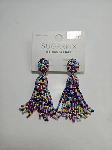 *NWT* SUGARFIX by BaubleBar Multi-Colored Polished Beaded Tassel Drop Earrings - Picture 1 of 3