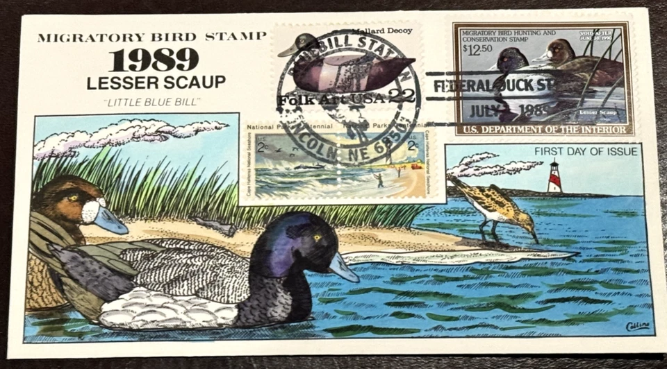US, #RW56 First Day Cover Duck Stamp,  Collins Hand painted Color cachet Perfect - Image 1 of 1