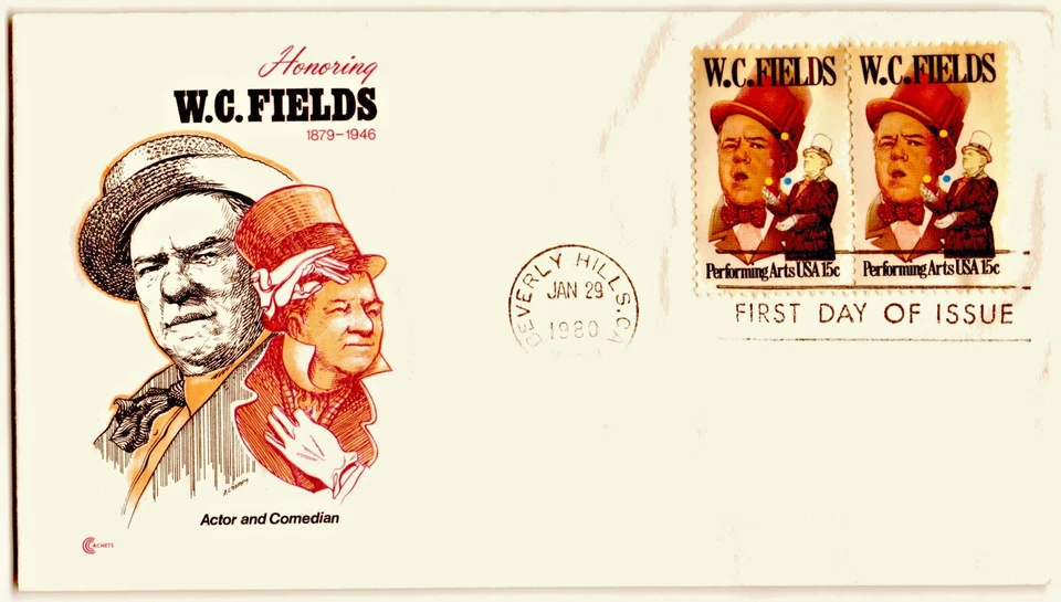 Honoring W.C FIELDS FDC JAN 29,1980 BEVERLY HILLS CA   VINTAGE COVER * - Image 1 of 1