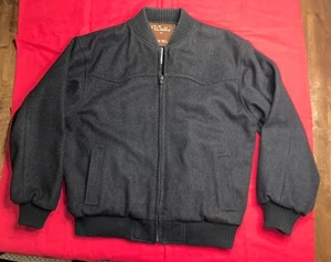 WALLS Authentic Ranch Wear men's Size L zip-up Wool Black bomber Jacket Coat - Picture 1 of 11