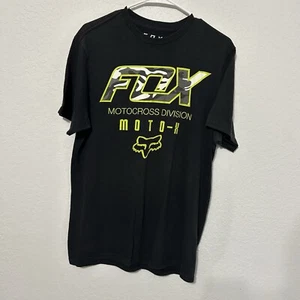 Fox Motocross Division Shirt Men’s M Black Graphic Print Moto-X Standard Fit - Picture 1 of 5