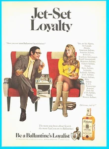 1972 BALLANTINE's SCOTCH Whisky PRINT AD airlines mini skirt go-go boots - Picture 1 of 3