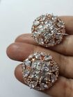 Stylist Simulated Gold Tone White AD Cubic Zirconia Big Tops Earrings Very Good