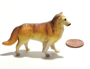 Collie Puppy Dog Figure Plastic Resin Brown Yellow Pretend Play Toy - Picture 1 of 14