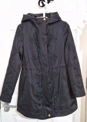 Ted Baker Luceen Lace Detail Parka Jacket, size 1 (8/XS), in Black - Image 1 of 4