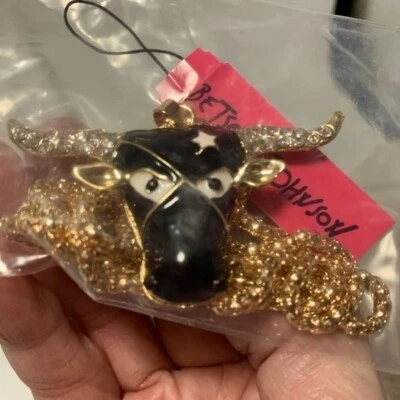 Betsey Johnson Gold-Tone Longhorn Bull Pendant Necklace With Rhinestones - Image 1 of 3
