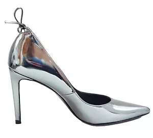 $595 Authentic Rare STUART WEITZMAN Women's Pewter Glass Patent Leather Pump - Picture 1 of 7