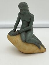 Vintage Mermaid On Rock Resin Figurine Manniche Souvenirs Denmark